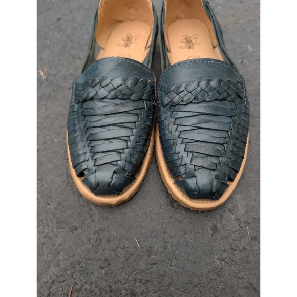 Stephy Women's Huarache Leather Woven Sandals Sz 7 Espadrille Slip On Shoes - Picture 4 of 6